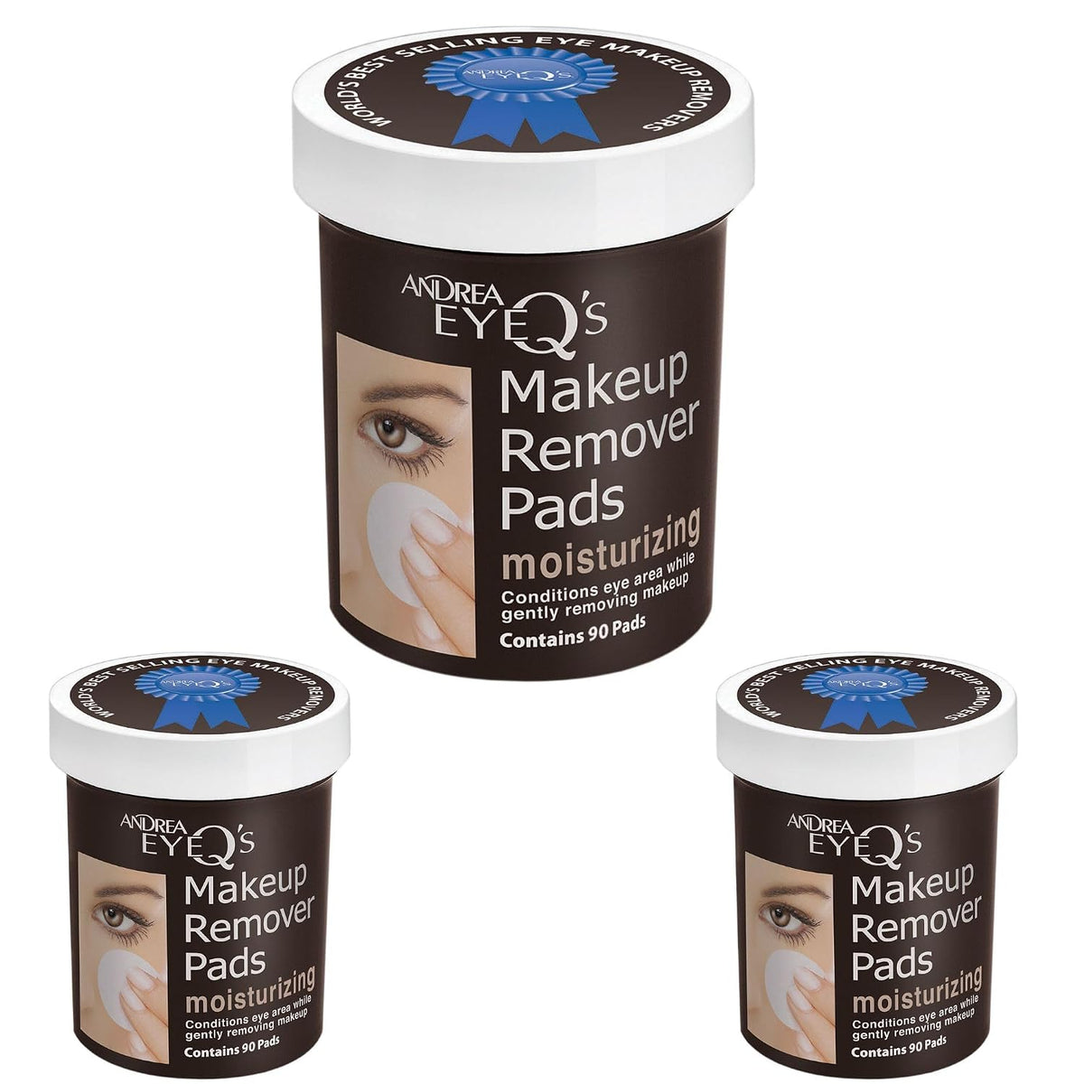 Amazon.com: Andrea Eye Q's Moisturizing Eye Makeup Remover Pads, 90-Count (Pack of 3) : Beauty & Personal Care