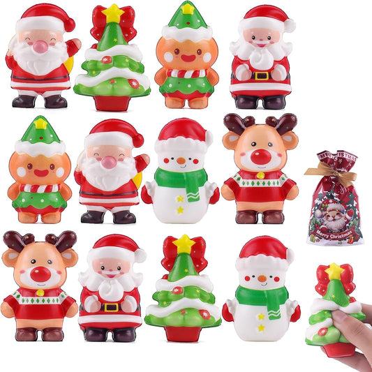 Christmas Squishy Toys, 12 Pieces