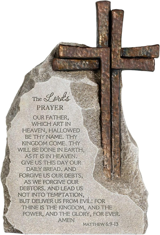 The Lord's Prayer Stone Plaque with Bronze Cross